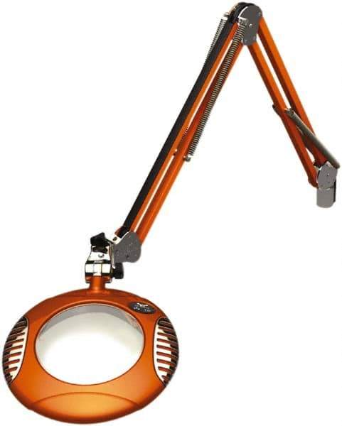 O.C. White - 43 Inch, Spring Suspension, Clamp on, LED, Brilliant Orange, Magnifying Task Light - 8 Watt, 7.5 and 15 Volt, 2x Magnification, 6 Inch Long - Apex Tool & Supply