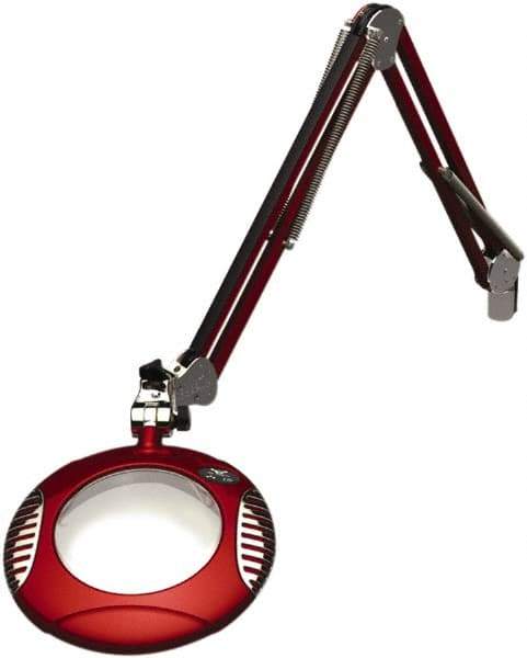 O.C. White - 43 Inch, Spring Suspension, Clamp on, LED, Blaze Red, Magnifying Task Light - 8 Watt, 7.5 and 15 Volt, 2x Magnification, 6 Inch Long - Apex Tool & Supply