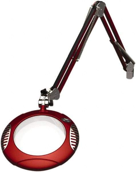 O.C. White - 43 Inch, Spring Suspension, Clamp on, LED, Blaze Red, Magnifying Task Light - 8 Watt, 7.5 and 15 Volt, 2x Magnification, 5-1/4 Inch Wide, 7-1/2 Inch Long - Apex Tool & Supply