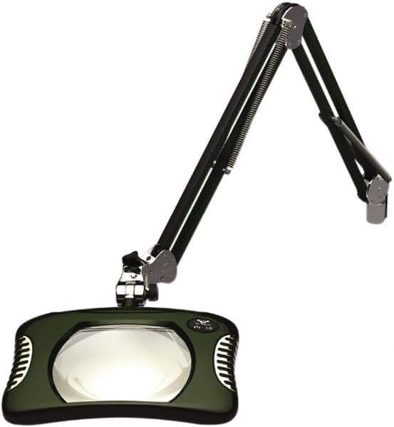 O.C. White - 43 Inch, Spring Suspension, Clamp on, LED, Racing Green, Magnifying Task Light - 8 Watt, 7.5 and 15 Volt, 2x Magnification, 5-1/4 Inch Wide, 7 Inch Long - Apex Tool & Supply