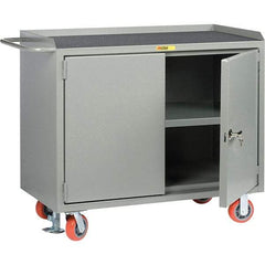 Little Giant - 3,600 Lb Capacity, 2 Door Mobile Service Bench - 41" Wide x 24" Deep x 43" High, Steel, Gray - Apex Tool & Supply
