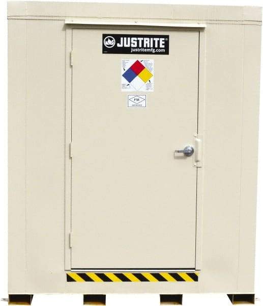 Justrite - 2 Drum, 75 Gal Sump Capacity, Locker - 6' Long x 3-1/2' Wide x 6.25' High, Galvanized Steel - Apex Tool & Supply