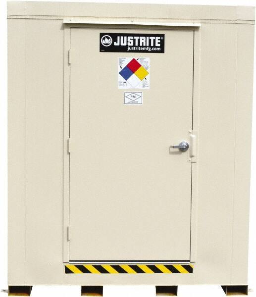 Justrite - 16 Drum, 288 Gal Sump Capacity, Locker - 10' Long x 9-1/2' Wide x 8.08' High, Galvanized Steel - Apex Tool & Supply