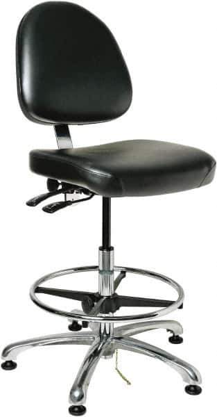 Bevco - 19 to 26-1/2" High Adjustable Height Swivel Stool - 27" Wide x 27" Deep, Vinyl Seat, Black - Apex Tool & Supply