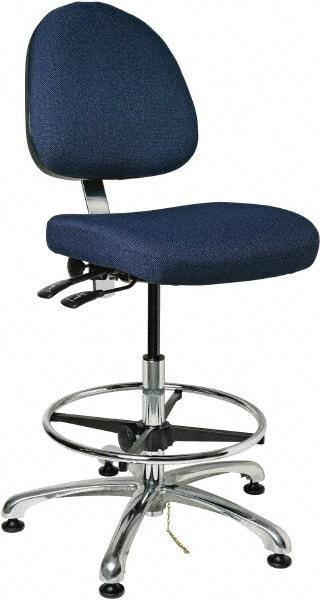 Bevco - 19 to 26-1/2" High Adjustable Height Swivel Stool - 27" Wide x 27" Deep, 100% Olefin Seat, Navy - Apex Tool & Supply