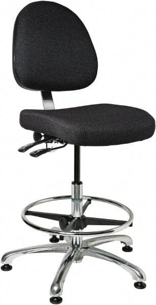 Bevco - 19 to 26-1/2" High Adjustable Height Swivel Stool - 27" Wide x 27" Deep, 100% Olefin Seat, Ebony - Apex Tool & Supply