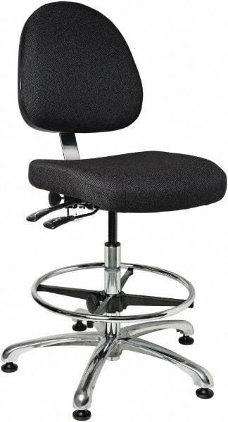 Bevco - 19 to 26-1/2" High Adjustable Height Swivel Stool - 27" Wide x 27" Deep, 100% Olefin Seat, Ebony - Apex Tool & Supply
