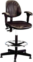 Bevco - 20 to 27-1/2" High Adjustable Height Swivel Stool - 27" Wide x 27" Deep, Polyurethane Seat, Black - Apex Tool & Supply