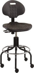 Bevco - 25 to 30" High Adjustable Height Swivel Stool - 27" Wide x 22" Deep, Polyurethane Seat, Black - Apex Tool & Supply