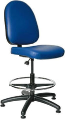 Bevco - 20 to 27-1/2" High Adjustable Height Swivel Stool - 27" Wide x 27" Deep, Vinyl Seat, Blue - Apex Tool & Supply