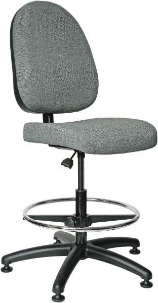 Bevco - 20 to 27-1/2" High Adjustable Height Swivel Stool - 27" Wide x 27" Deep, 100% Olefin Seat, Gray - Apex Tool & Supply