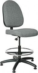 Bevco - 20 to 27-1/2" High Adjustable Height Swivel Stool - 27" Wide x 27" Deep, 100% Olefin Seat, Gray - Apex Tool & Supply