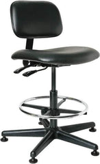 Bevco - 19-1/2 to 27" High Adjustable Height Swivel Stool - 27" Wide x 27" Deep, Vinyl Seat, Black - Apex Tool & Supply