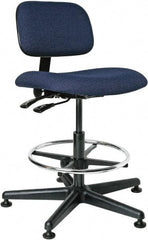 Bevco - 19-1/2 to 27" High Adjustable Height Swivel Stool - 27" Wide x 27" Deep, 100% Olefin Seat, Navy - Apex Tool & Supply
