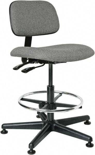 Bevco - 19-1/2 to 27" High Adjustable Height Swivel Stool - 27" Wide x 27" Deep, 100% Olefin Seat, Gray - Apex Tool & Supply