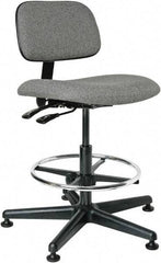 Bevco - 19-1/2 to 27" High Adjustable Height Swivel Stool - 27" Wide x 27" Deep, 100% Olefin Seat, Gray - Apex Tool & Supply