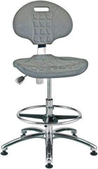 Bevco - 20-1/2 to 30-1/2" High Adjustable Height Swivel Stool - 27" Wide x 27" Deep, Polyurethane Seat, Gray - Apex Tool & Supply
