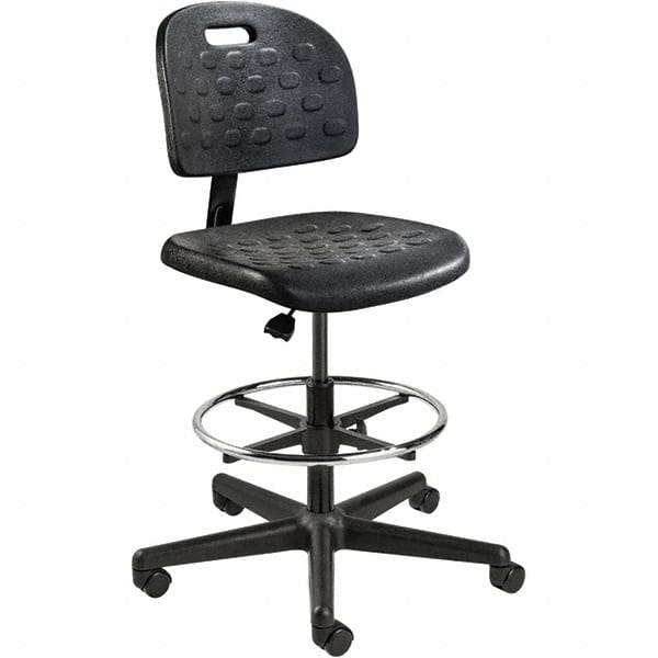 Bevco - 22-1/4 to 32" High Adjustable Height Swivel Stool - 27" Wide x 27" Deep, Polyurethane Seat, Black - Apex Tool & Supply