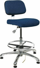 Bevco - 19 to 26-1/2" High Adjustable Height Swivel Stool - 27" Wide x 27" Deep, Conductive Cloth Seat, Navy - Apex Tool & Supply