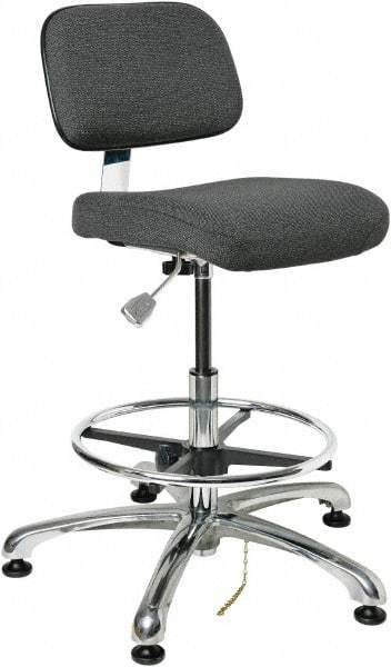 Bevco - 19 to 26-1/2" High Adjustable Height Swivel Stool - 27" Wide x 27" Deep, Conductive Cloth Seat, Gray - Apex Tool & Supply