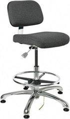 Bevco - 19 to 26-1/2" High Adjustable Height Swivel Stool - 27" Wide x 27" Deep, Conductive Cloth Seat, Gray - Apex Tool & Supply