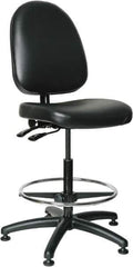 Bevco - 24 to 34" High Adjustable Height Swivel Stool - 27" Wide x 27" Deep, Vinyl Seat, Black - Apex Tool & Supply