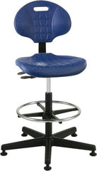 Bevco - 21 to 31" High Adjustable Height Swivel Stool - 27" Wide x 27" Deep, Polyurethane Seat, Blue - Apex Tool & Supply