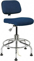 Bevco - 20 to 25" High Adjustable Height Swivel Stool - 27" Wide x 22" Deep, Conductive Cloth Seat, Gray - Apex Tool & Supply
