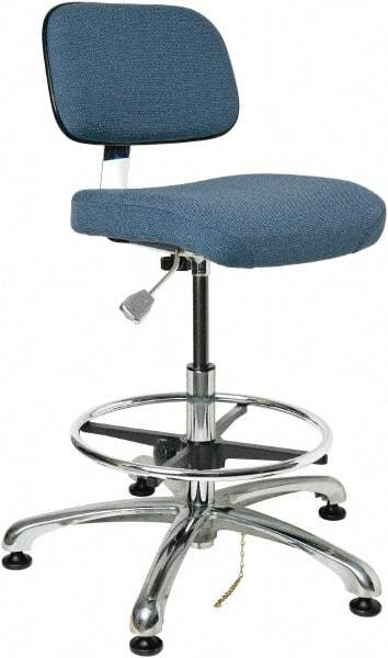 Bevco - 19 to 26-1/2" High Adjustable Height Swivel Stool - 27" Wide x 27" Deep, Conductive Cloth Seat, Slate Blue - Apex Tool & Supply