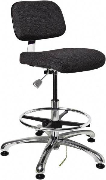Bevco - 19 to 26-1/2" High Adjustable Height Swivel Stool - 27" Wide x 27" Deep, Conductive Cloth Seat, Ebony - Apex Tool & Supply