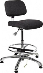 Bevco - 19 to 26-1/2" High Adjustable Height Swivel Stool - 27" Wide x 27" Deep, Conductive Cloth Seat, Ebony - Apex Tool & Supply