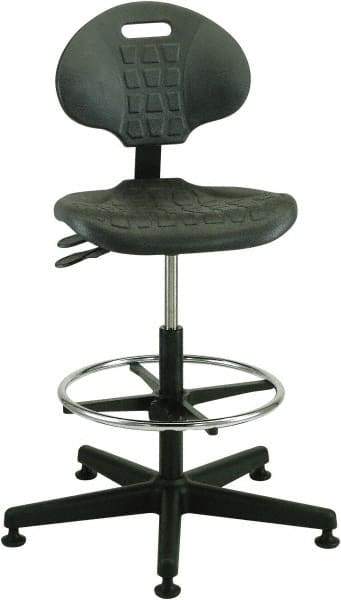 Bevco - 21 to 31" High Adjustable Height Swivel Stool - 27" Wide x 27" Deep, Polyurethane Seat, Black - Apex Tool & Supply