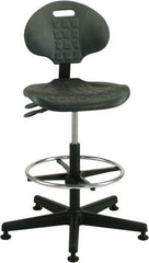Bevco - 21 to 31" High Adjustable Height Swivel Stool - 27" Wide x 27" Deep, Polyurethane Seat, Black - Apex Tool & Supply