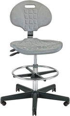 Bevco - 21 to 31" High Adjustable Height Swivel Stool - 27" Wide x 27" Deep, Polyurethane Seat, Gray - Apex Tool & Supply