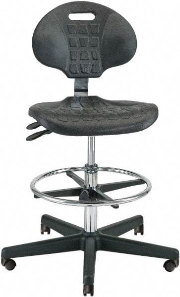 Bevco - 21 to 31" High Adjustable Height Swivel Stool - 27" Wide x 27" Deep, Polyurethane Seat, Black - Apex Tool & Supply