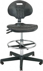 Bevco - 21 to 31" High Adjustable Height Swivel Stool - 27" Wide x 27" Deep, Polyurethane Seat, Black - Apex Tool & Supply