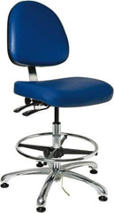 Bevco - 19 to 26-1/2" High Adjustable Height Swivel Stool - 27" Wide x 27" Deep, ESD Vinyl Seat, Blue - Apex Tool & Supply