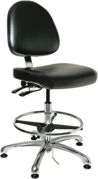 Bevco - 19 to 26-1/2" High Adjustable Height Swivel Stool - 27" Wide x 27" Deep, ESD Vinyl Seat, Black - Apex Tool & Supply