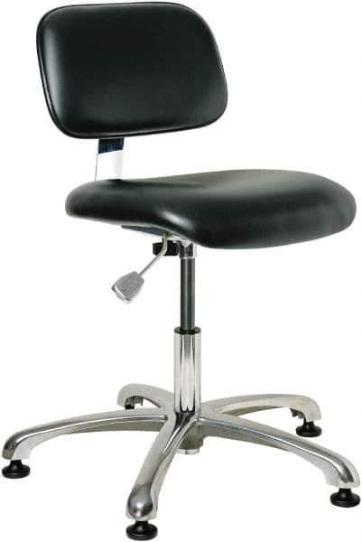 Bevco - 17 to 22" High Adjustable Height Swivel Stool - 25" Wide x 25" Deep, Vinyl Seat, Black - Apex Tool & Supply