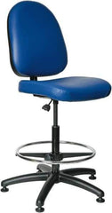 Bevco - 24 to 34" High Adjustable Height Swivel Stool - 27" Wide x 27" Deep, Vinyl Seat, Blue - Apex Tool & Supply