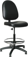 Bevco - 24 to 34" High Adjustable Height Swivel Stool - 27" Wide x 27" Deep, Vinyl Seat, Black - Apex Tool & Supply