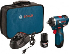 Bosch - 12 Volt 3/8" Chuck Pistol Grip Handle Cordless Drill - 0-400 & 0-1400 RPM, Reversible, 2 Lithium-Ion Batteries Included - Apex Tool & Supply