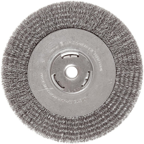 ‎Vortec Pro 4″ Narrow Face Crimped Wire Wheel, .014″ Steel Fill, 5/8″-11 UNC Nut, Retail Pack - Apex Tool & Supply