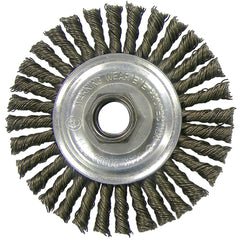 ‎Vortec Pro 4″ Knot Wire Wheel, Stringer Bead Twist, .020″ Steel Fill, 5/8″-11 UNC Nut, Retail Pack - Apex Tool & Supply