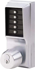 Kaba Access - 1-3/8 to 2-1/4" Door Thickness, Satin Chrome Pushbutton Knob Lockset - 2-3/4" Back Set, 1 Code, Zamak3, No Cylinder - Apex Tool & Supply