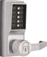 Kaba Access - Combination Entry Lever Lockset with Key Override - 2-3/4" Back Set, No Cylinder, Zamak3, Satin Chrome Finish - Apex Tool & Supply