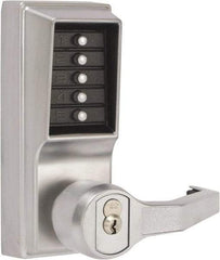 Kaba Access - Combination Entry Lever Lockset with Key Override - 2-3/4" Back Set, No Cylinder, Zamak3, Satin Chrome Finish - Apex Tool & Supply