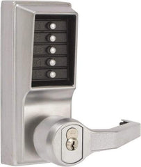 Kaba Access - Combination Entry Lever Lockset with Key Override - 2-3/4" Back Set, Nonkey Override Cylinder, Zamak3, Satin Chrome Finish - Apex Tool & Supply