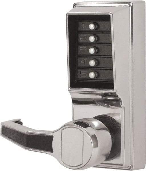 Kaba Access - Combination Entry Lever Lockset - 2-3/4" Back Set, Nonkey Override Cylinder, Zamak3, Satin Chrome Finish - Apex Tool & Supply