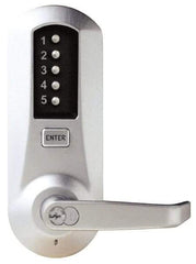 Kaba Access - Combination Entry Lever Lockset with Key Override - 2-3/4" Back Set, No Cylinder, Zamak3, Satin Chrome Finish - Apex Tool & Supply